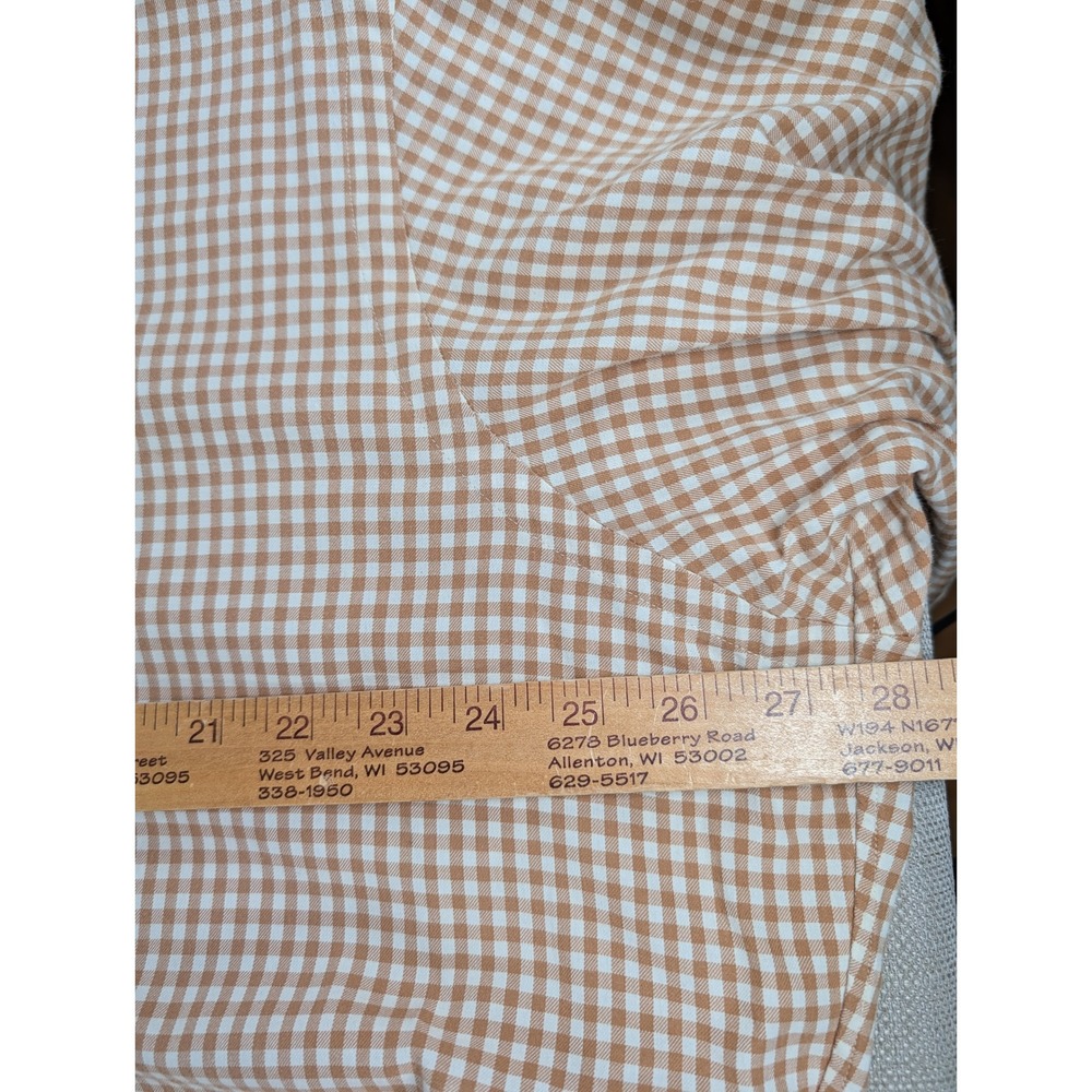 Ralph Lauren Mens XL Classic Fit Tan Gingham Plaid Button Down Shirt Long Sleeve - Picture 8 of 9